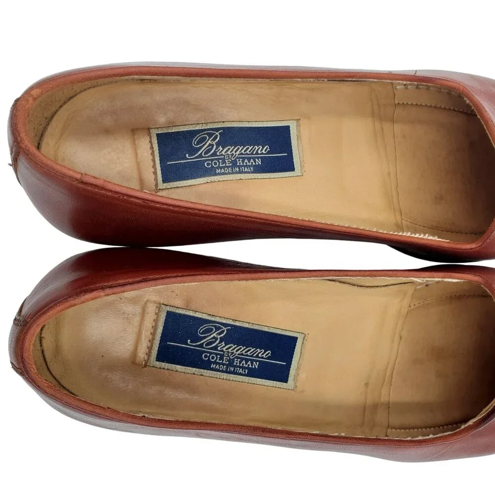 Vintage Bragano Cole Haan Italy Men 8M Brown Calfskin Classic Loafers Dress Shoe - Picture 11 of 13